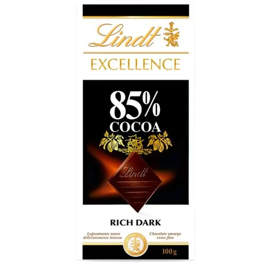 tableta de chocolate lindt 85 cacao 